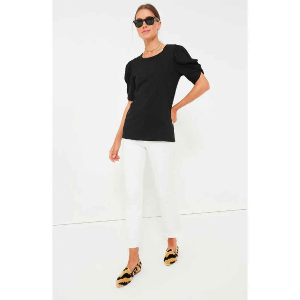 Tuckernuck Pomander Place Black Vesty Puff Short Sleeve Crewneck Womens Tee SZ S